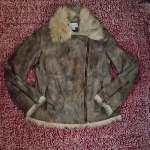 Trendy Distressed Bomber jacket sz 10